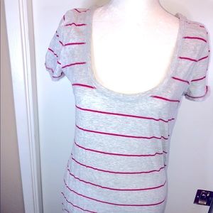 Hollister Sz L Grey/pink stripe tunic shirt